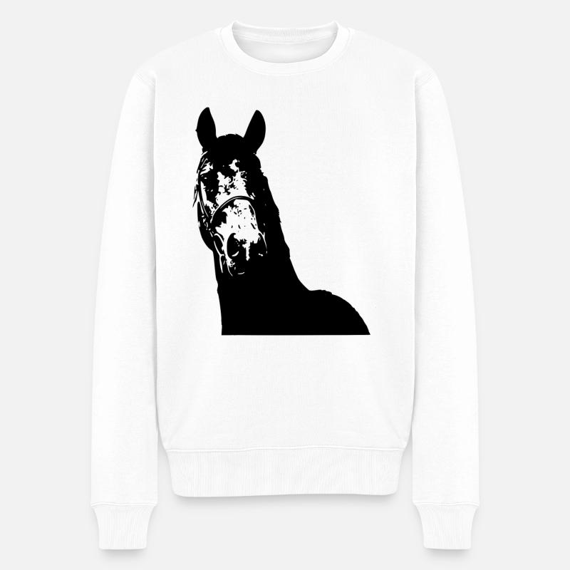 Pferd - Männer Premium Bio Pullover - Weiß