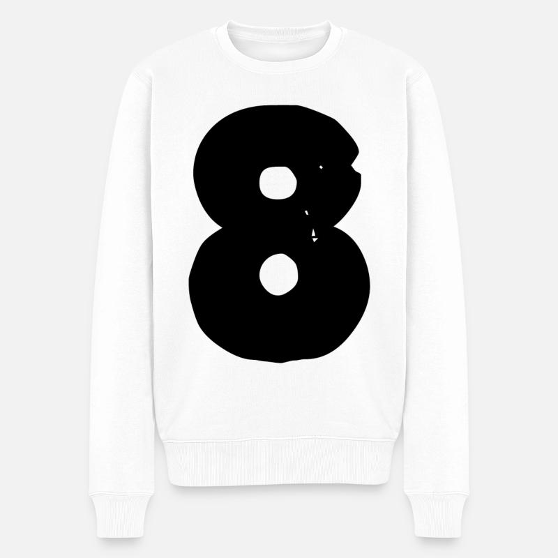 8 Zahl - Männer Premium Bio Pullover - Weiß