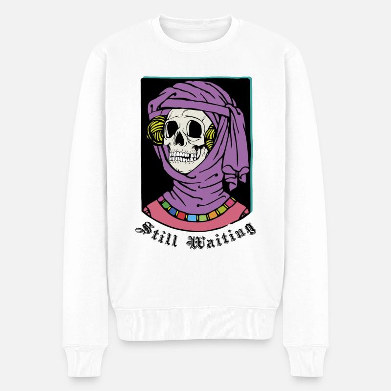 Ich warte immer noch - Männer Premium Bio Pullover - Weiß