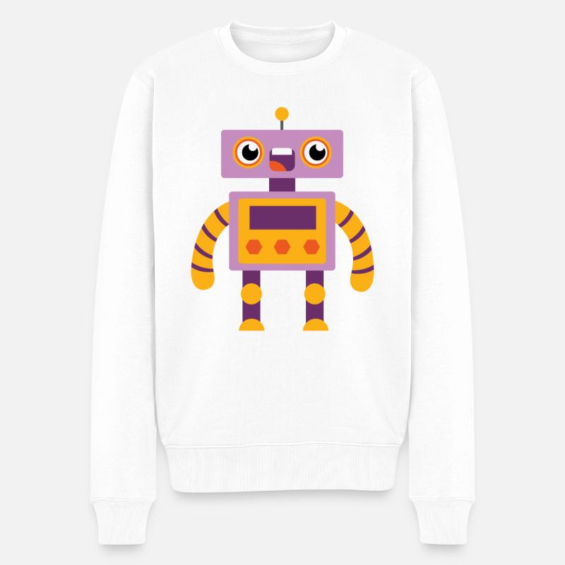 Roboter - Männer Premium Bio Pullover - Weiß