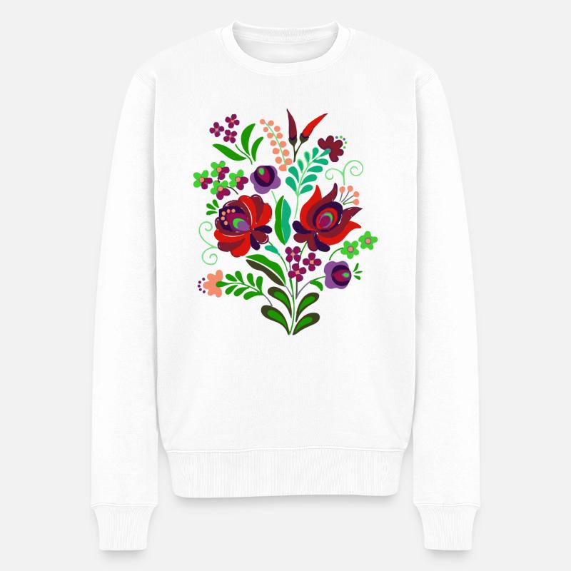 ungarische blumen, blumen, paprika. chilli,ungarn - Männer Premium Bio Pullover - Weiß
