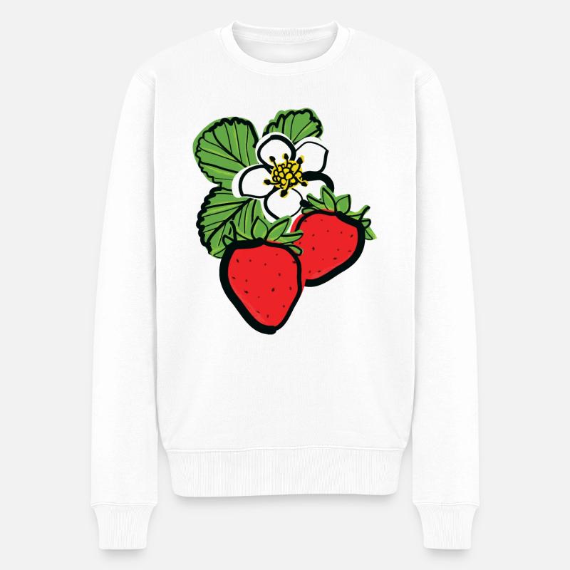 Erdbeeren Früchte - Männer Premium Bio Pullover - Weiß