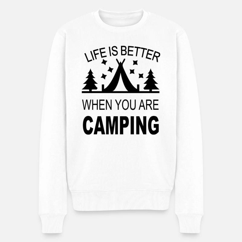 Camping - Männer Premium Bio Pullover - Weiß