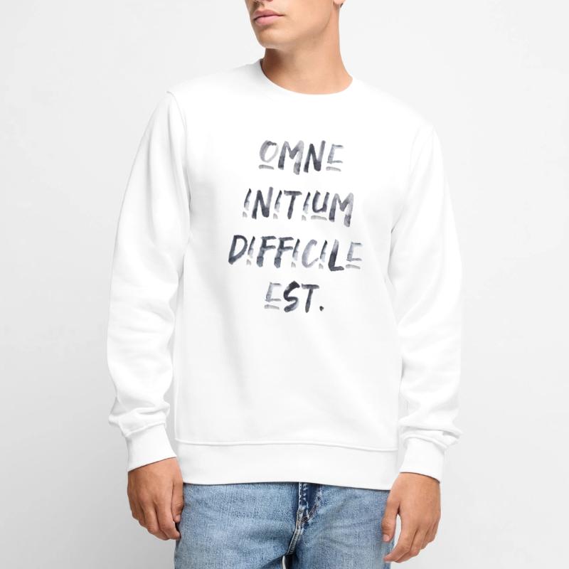 all beginning is difficult Latin quotation scripture Men's Premium Organic Jumper