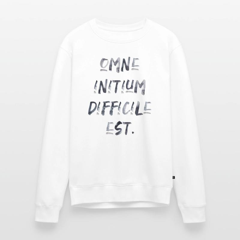 all beginning is difficult Latin quotation scripture Men's Premium Organic Jumper