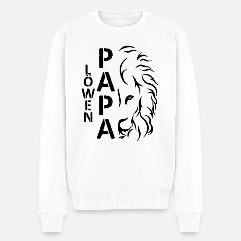löwen Papa Vatertagsgeschenk Vatertag - Männer Premium Bio Pullover - Weiß