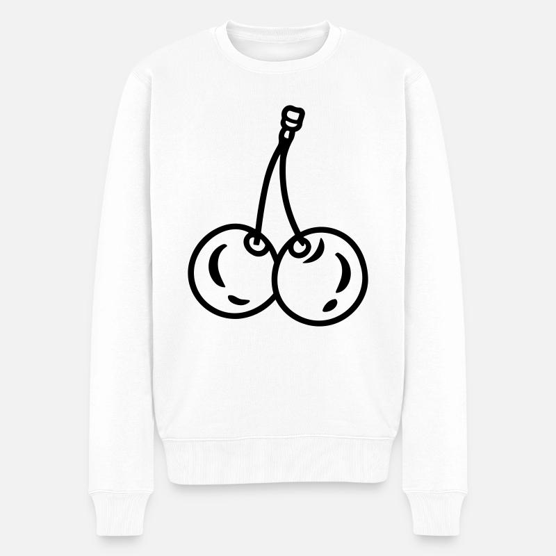 Kirsche - Männer Premium Bio Pullover - Weiß