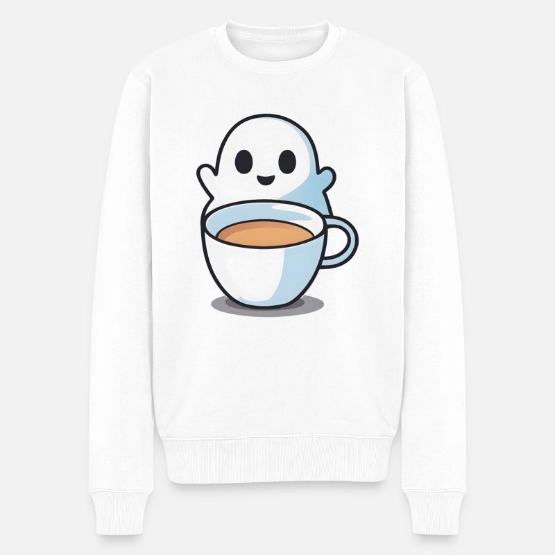 Kaffee Geist - Männer Premium Bio Pullover - Weiß