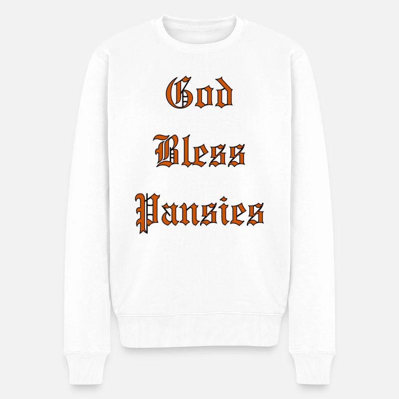 GodBlessPansies - Männer Premium Bio Pullover - Weiß
