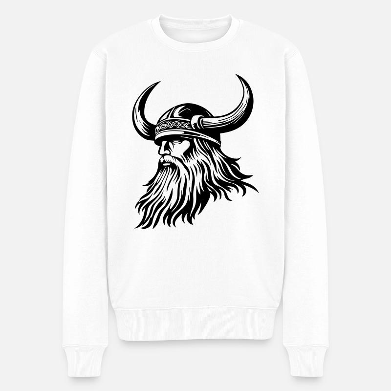 Wikinger Helm - Männer Premium Bio Pullover - Weiß