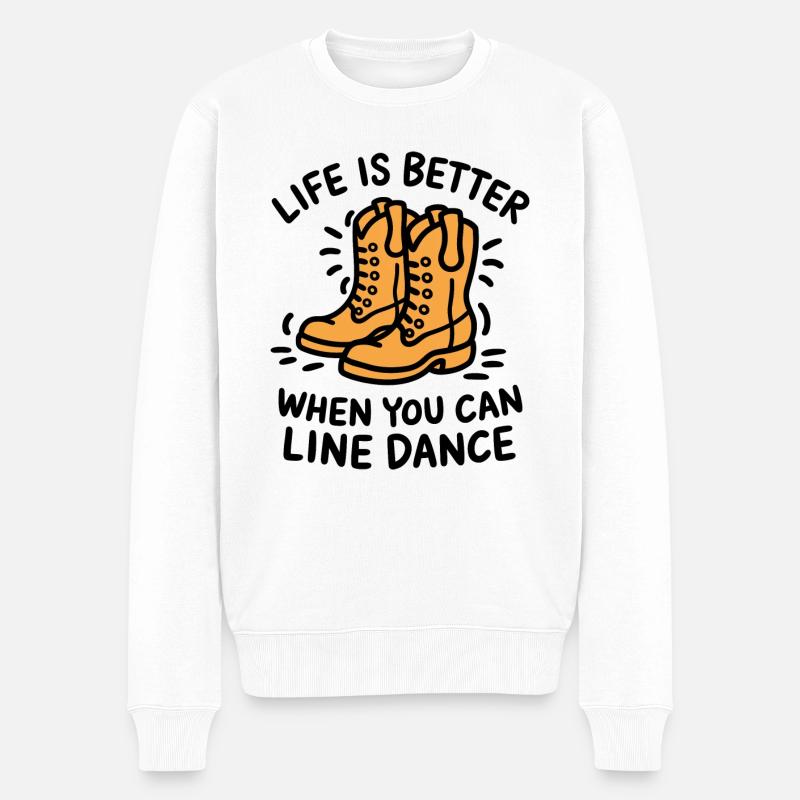 Western-Liebe auf der Tanzfläche - Männer Premium Bio Pullover - Weiß