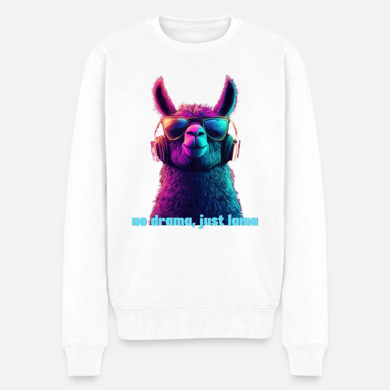 no drama just lama - Männer Premium Bio Pullover - Weiß