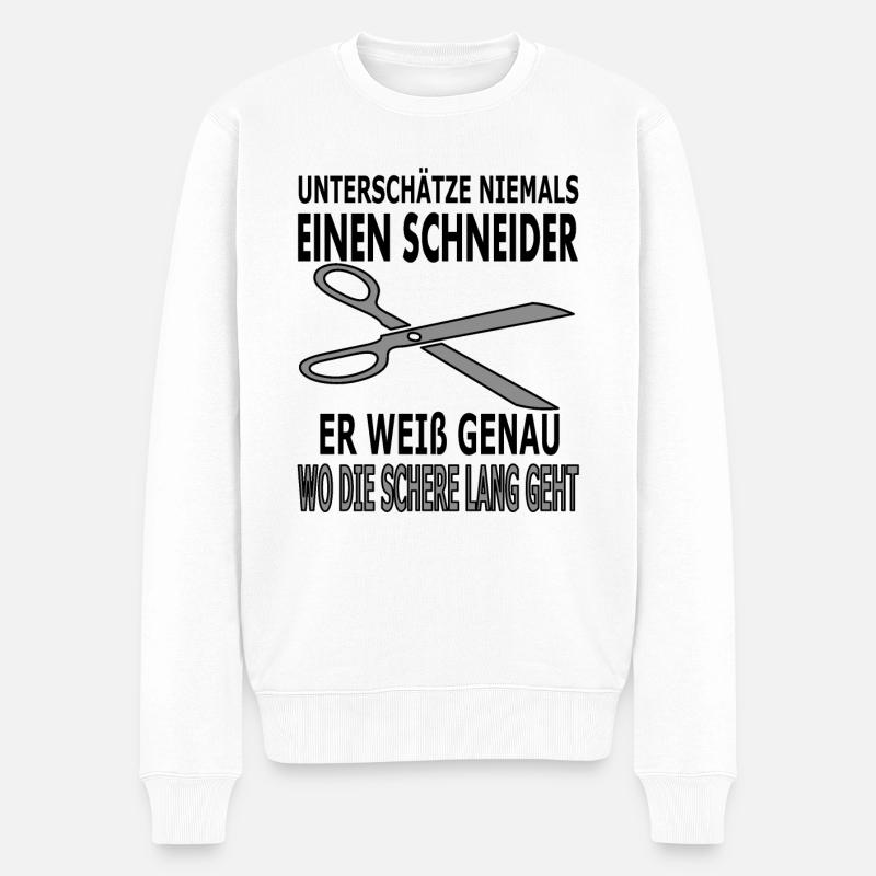 Schneider Spruch Sprüche Schere - Männer Premium Bio Pullover - Weiß