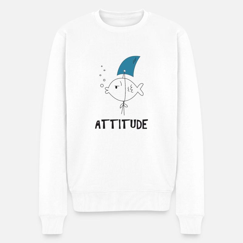 Fisch Hai positive Einstellung Flosse Goldfisch - Männer Premium Bio Pullover - Weiß