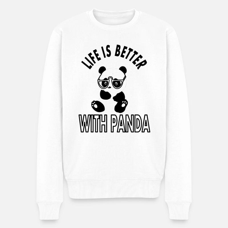 Panda Bär Panda Sprüche Panda mit Brille Geschenk - Männer Premium Bio Pullover - Weiß