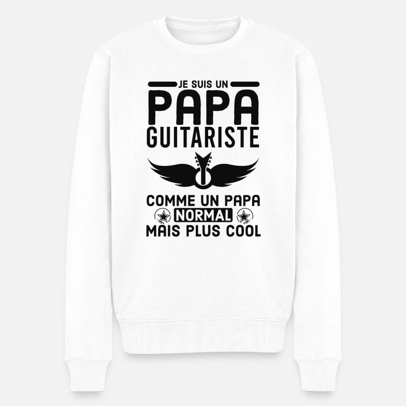 PAPA GUITARISTE 1 - Pull Premium bio Homme - blanc