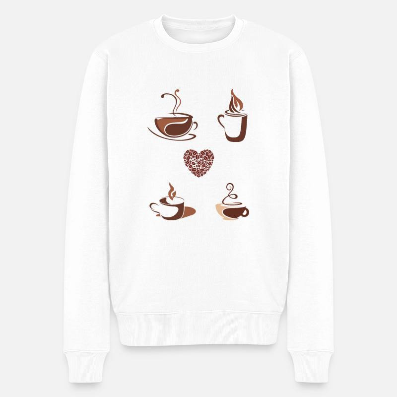 Café - Pull Premium bio Homme - blanc