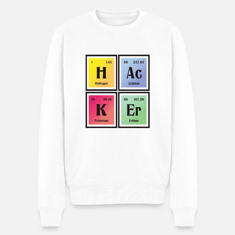 | hacker Tableau périodique des éléments - Pull Premium bio Homme - blanc
