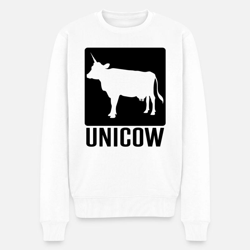 Unicow - Männer Premium Bio Pullover - Weiß