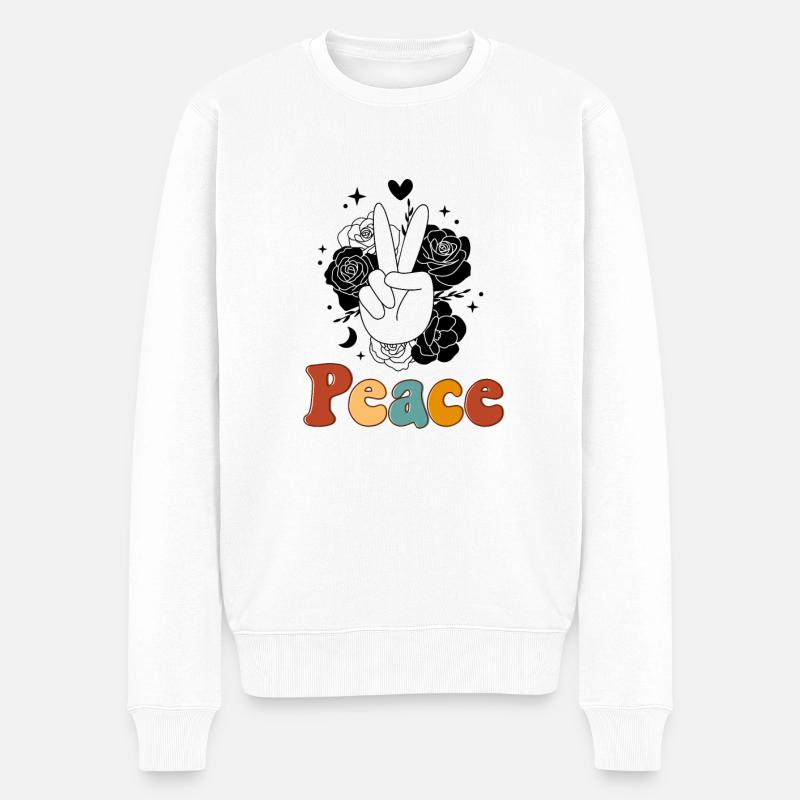 Peace and love - Pull Premium bio Homme - blanc