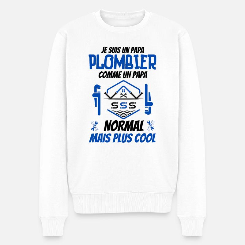 Papa plombier très cool - Pull Premium bio Homme - blanc