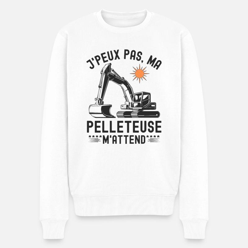 Ma pelleteuse m attend 1 - Pull Premium bio Homme - blanc