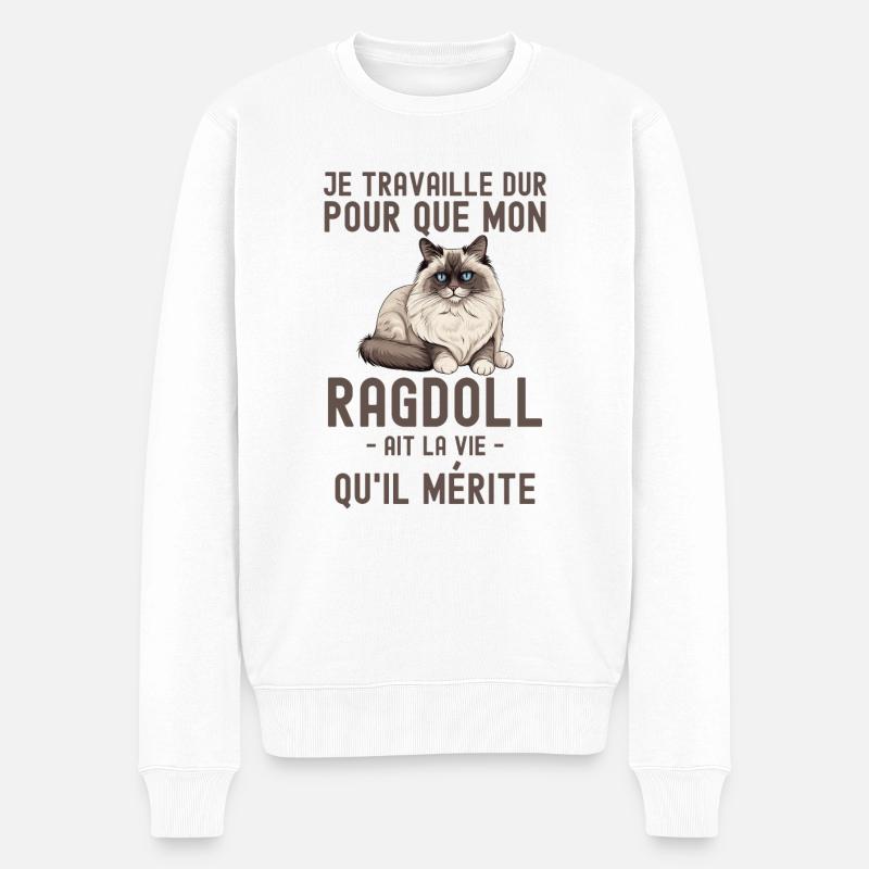 Chat de race Ragdoll 1 - Pull Premium bio Homme - blanc