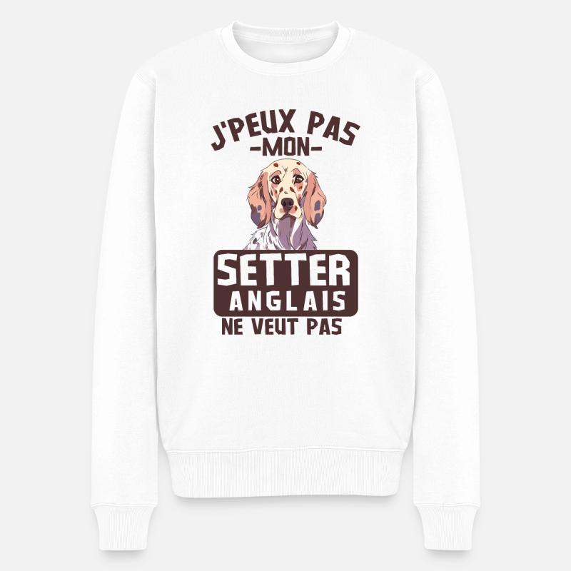 Setter anglais chien mignon - Pull Premium bio Homme - blanc