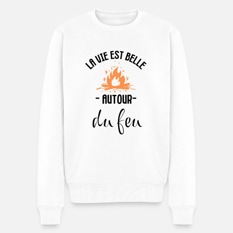 Feu de camping - Pull Premium bio Homme - blanc