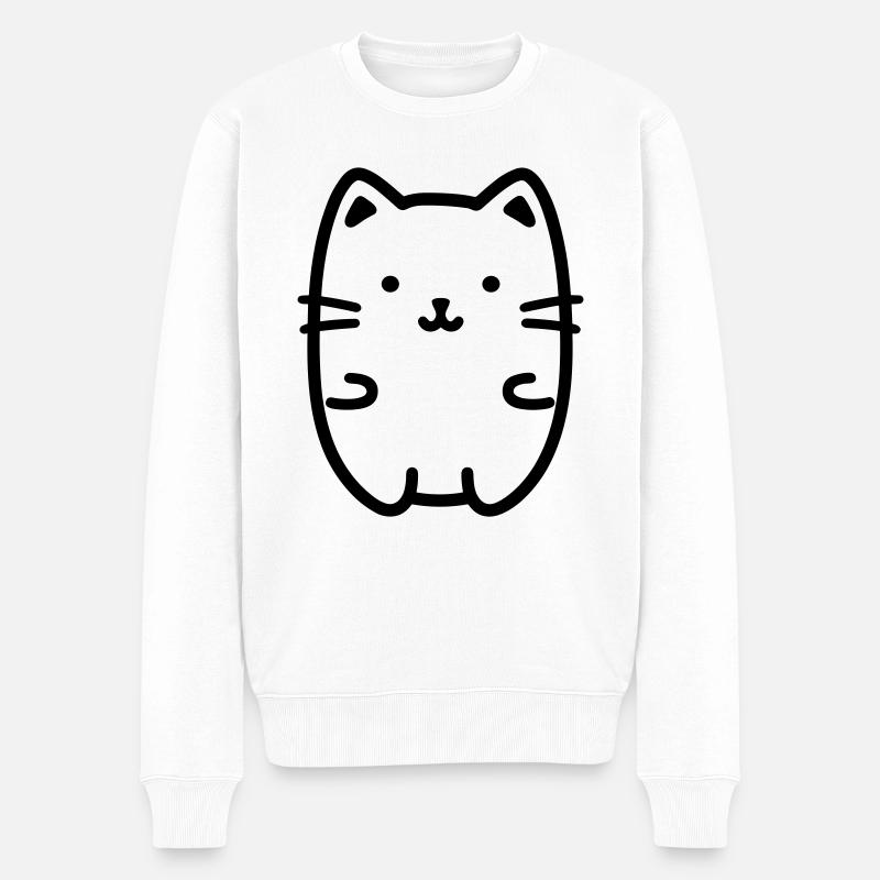 chat - Pull Premium bio Homme - blanc
