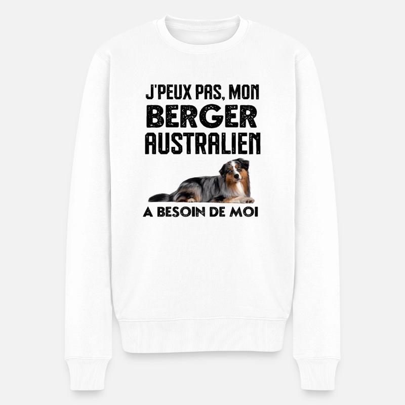 Chien de race aussie berger australien - Pull Premium bio Homme - blanc