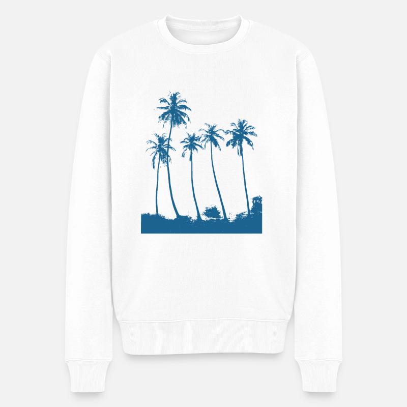 silhouette palmiers été vacances - Pull Premium bio Homme - blanc