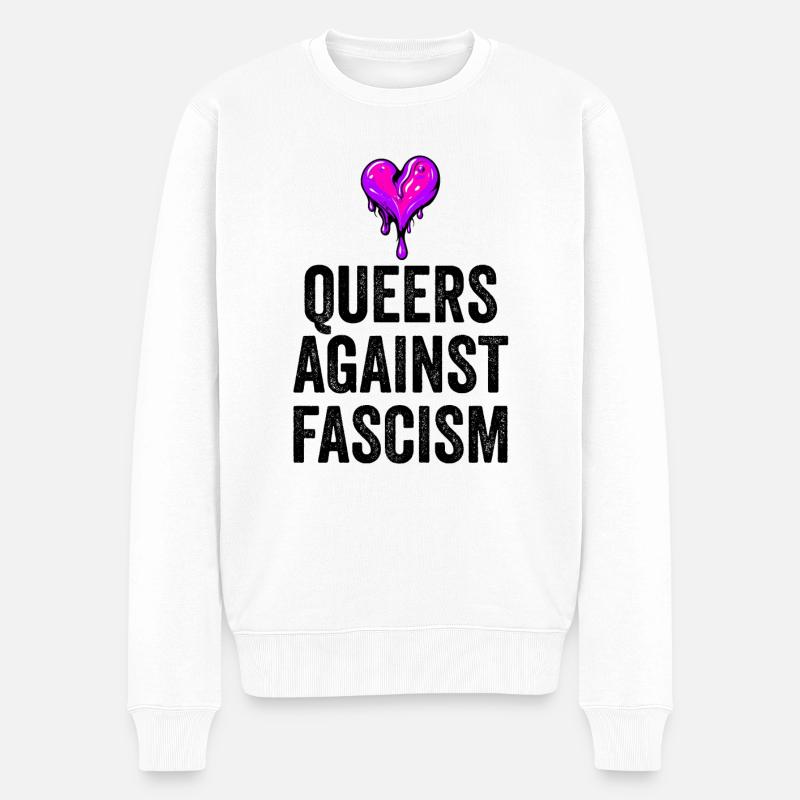 Queers against fascism - Männer Premium Bio Pullover - Weiß