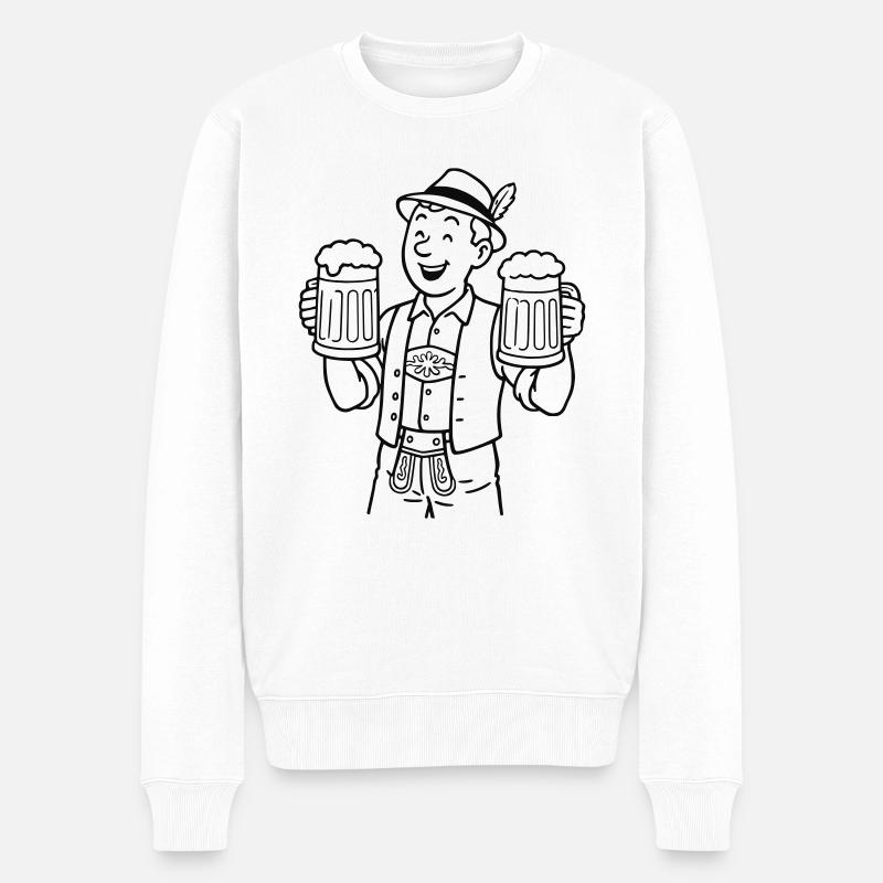 Bierjunge - Männer Premium Bio Pullover - Weiß