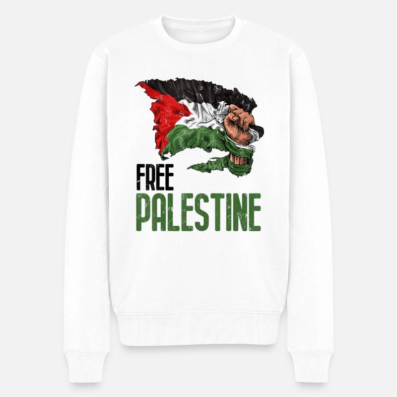 Palästina Flagge - Männer Premium Bio Pullover - Weiß