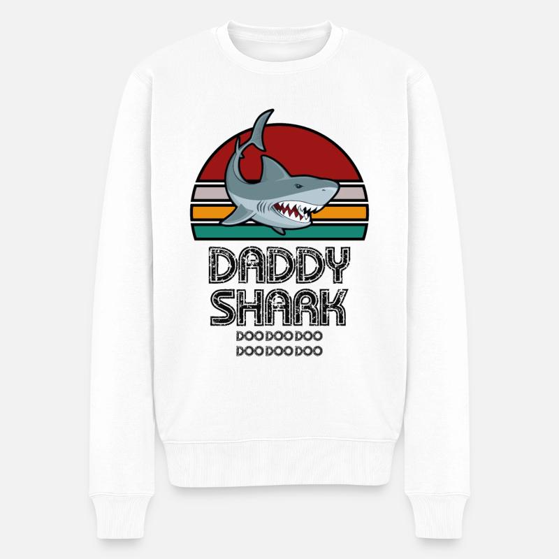 Daddy shark - Pull Premium bio Homme - blanc