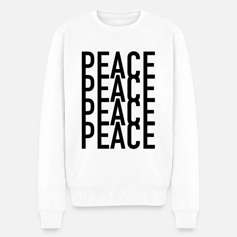 Peace Peace Peace - Männer Premium Bio Pullover - Weiß