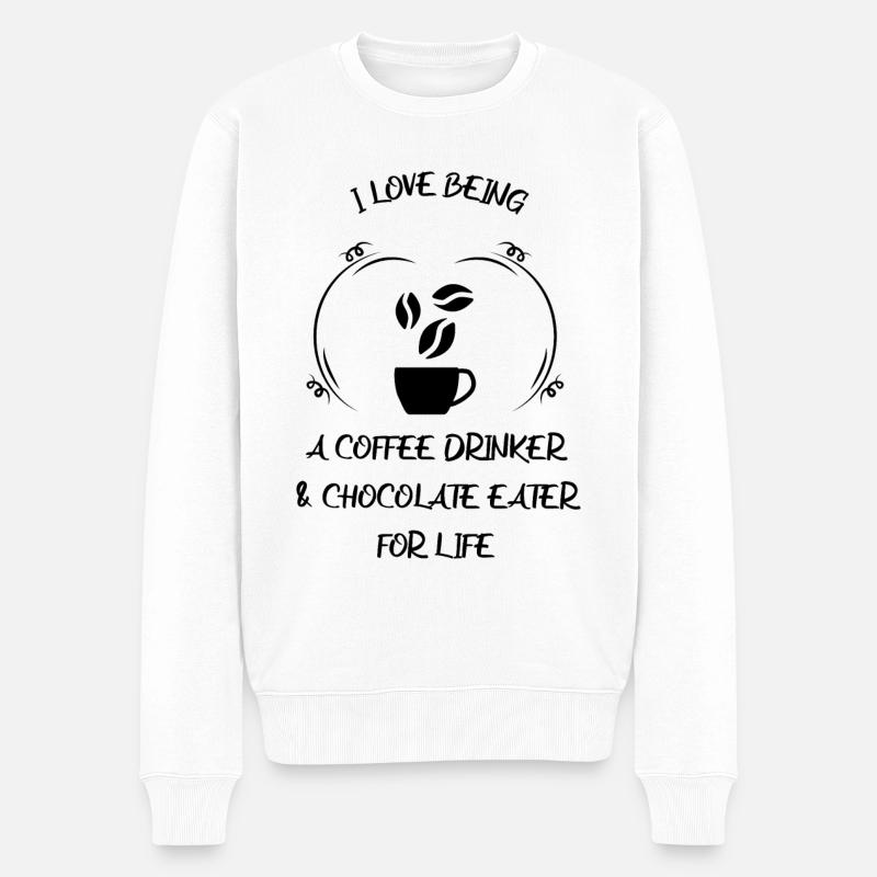 Kaffee Espresso Käffchen & Schokolade - Männer Premium Bio Pullover - Weiß