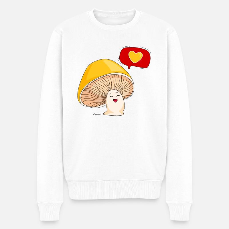 Pilz und Liebe - Männer Premium Bio Pullover - Weiß