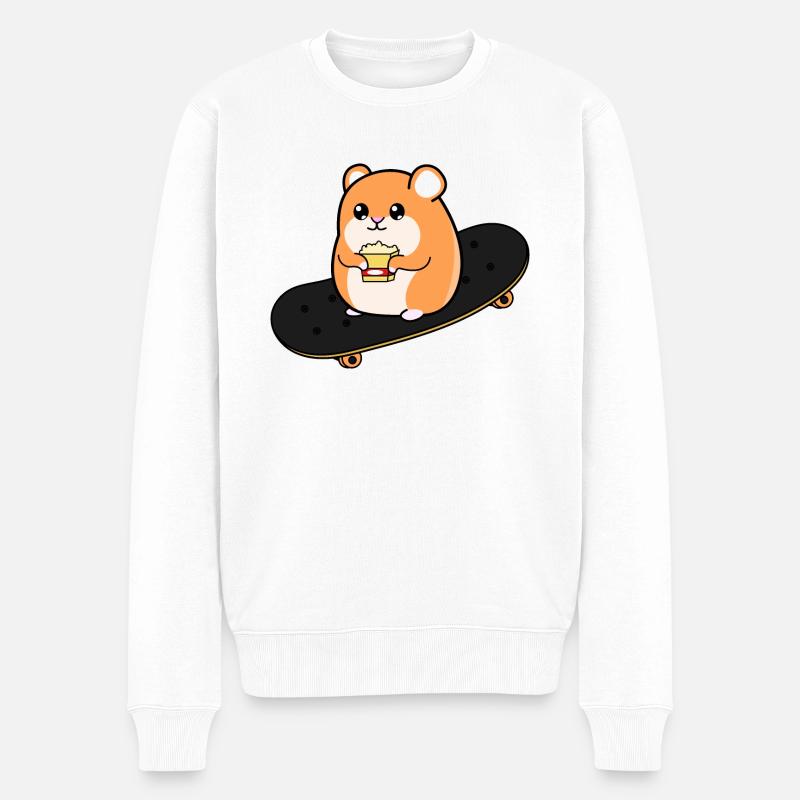 Skate Hamster - Männer Premium Bio Pullover - Weiß