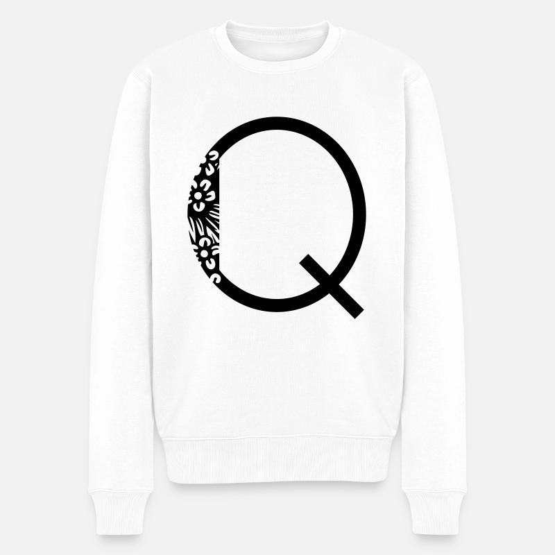 Buchstabe Q - Männer Premium Bio Pullover - Weiß