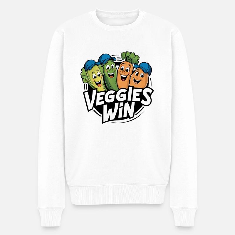 Nachhaltigkeit Lustiges Gemüse freut sich Veggies - Männer Premium Bio Pullover - Weiß