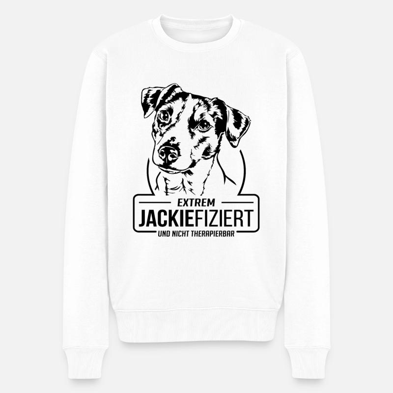 JACKIEFIZIERT Jack Russell Terrier Hunde Wilsigns - Männer Premium Bio Pullover - Weiß