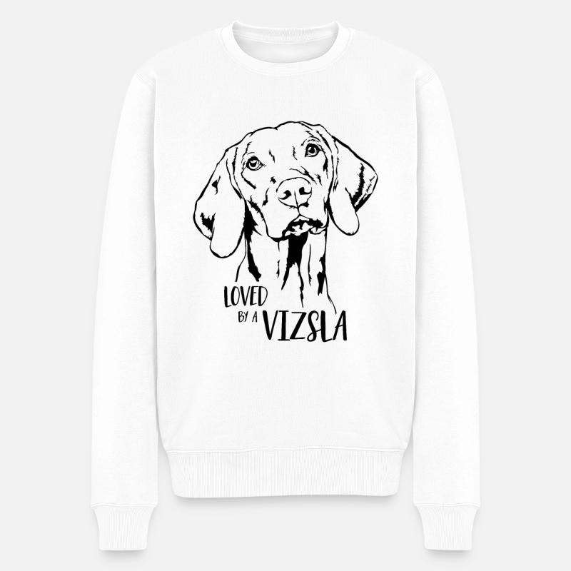 Loved by a Vizsla Hundespruch Hunde Wilsigns - Männer Premium Bio Pullover - Weiß