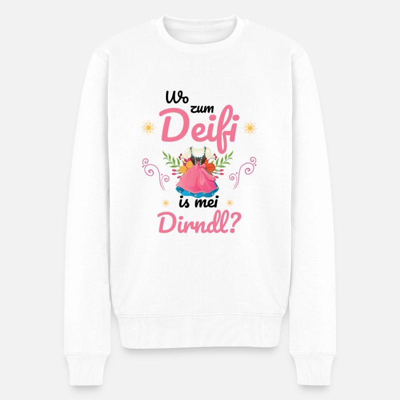 Dirndl Trachten Ersatz für - Männer Premium Bio Pullover - Weiß