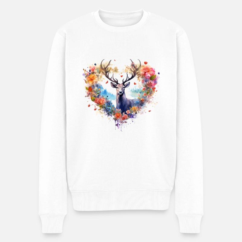 Ersatz Dirndl Hirschgeweih Hirsch - Männer Premium Bio Pullover - Weiß