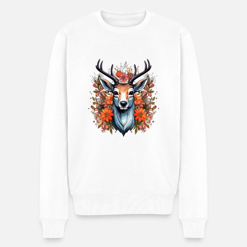 Ersatz Dirndl Hirschgeweih Hirsch - Männer Premium Bio Pullover - Weiß