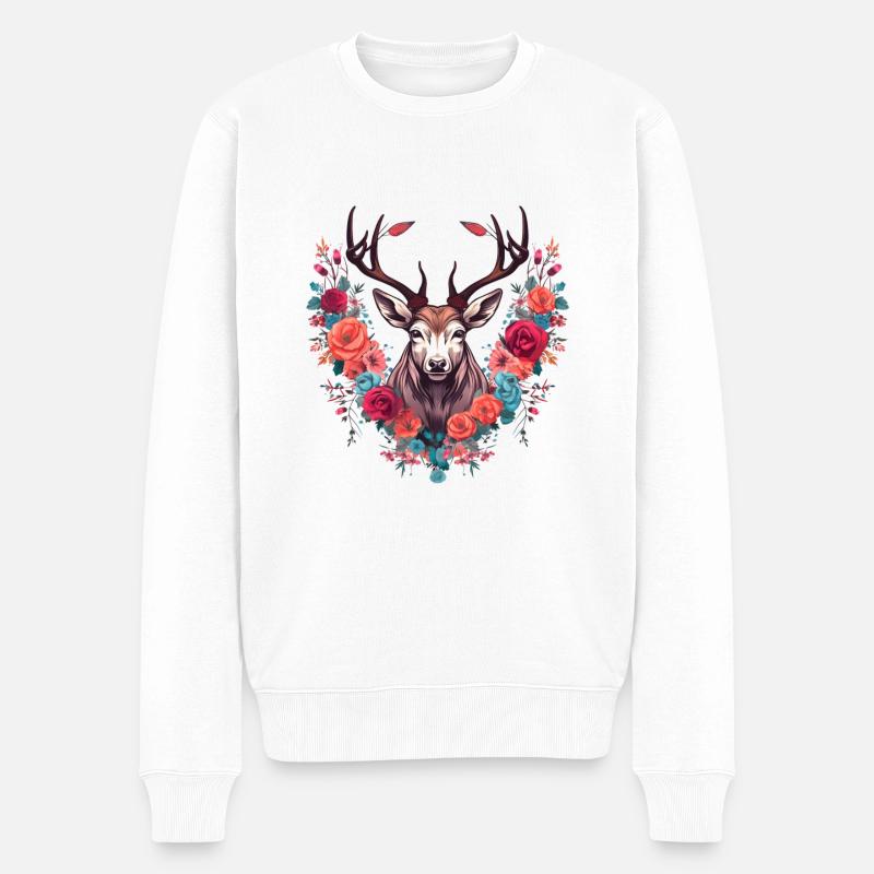 Ersatz Dirndl Hirschgeweih Hirsch - Männer Premium Bio Pullover - Weiß