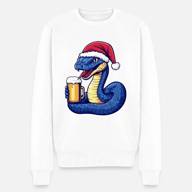 Snake Cobra Bière Noël - Pull Premium bio Homme - blanc