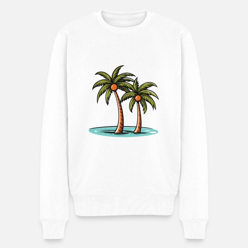 Palmen Insel Urlaub - Männer Premium Bio Pullover - Weiß
